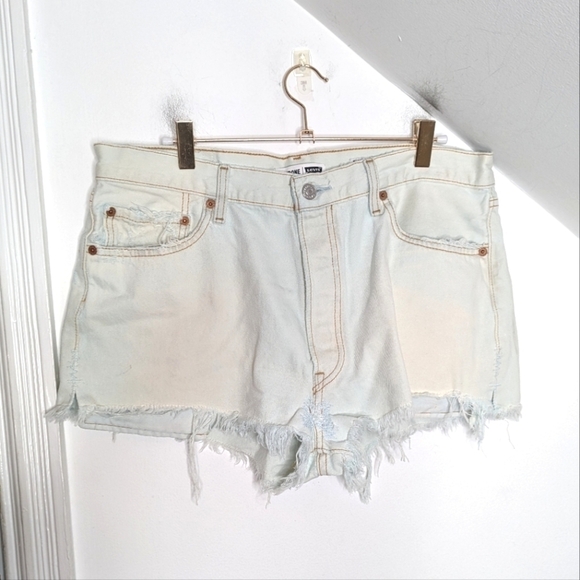 RE/DONE x LEVI'S High Rise Cut-off Cotton Denim Jean Shorts NEW Size 25 - Picture 1 of 12